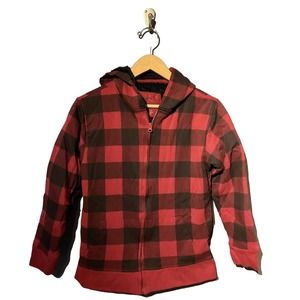 Seattle Cotton Size Large Fleece Lined Hoodie Full Zipper Buffalo Checkered